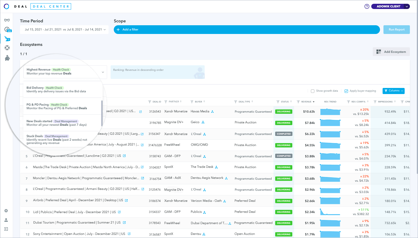 New Deal Center UI with the new ecosystem - Use cases Zoomed